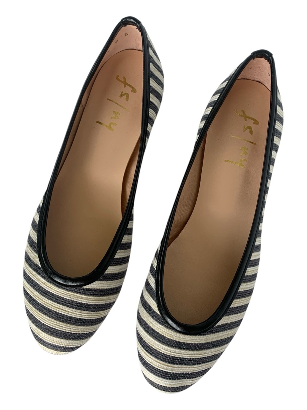 NEW French Sole FS/NY Olivia Ballet Flats Black Beige Stripe Made In Spain SZ 9 - Picture 15 of 16